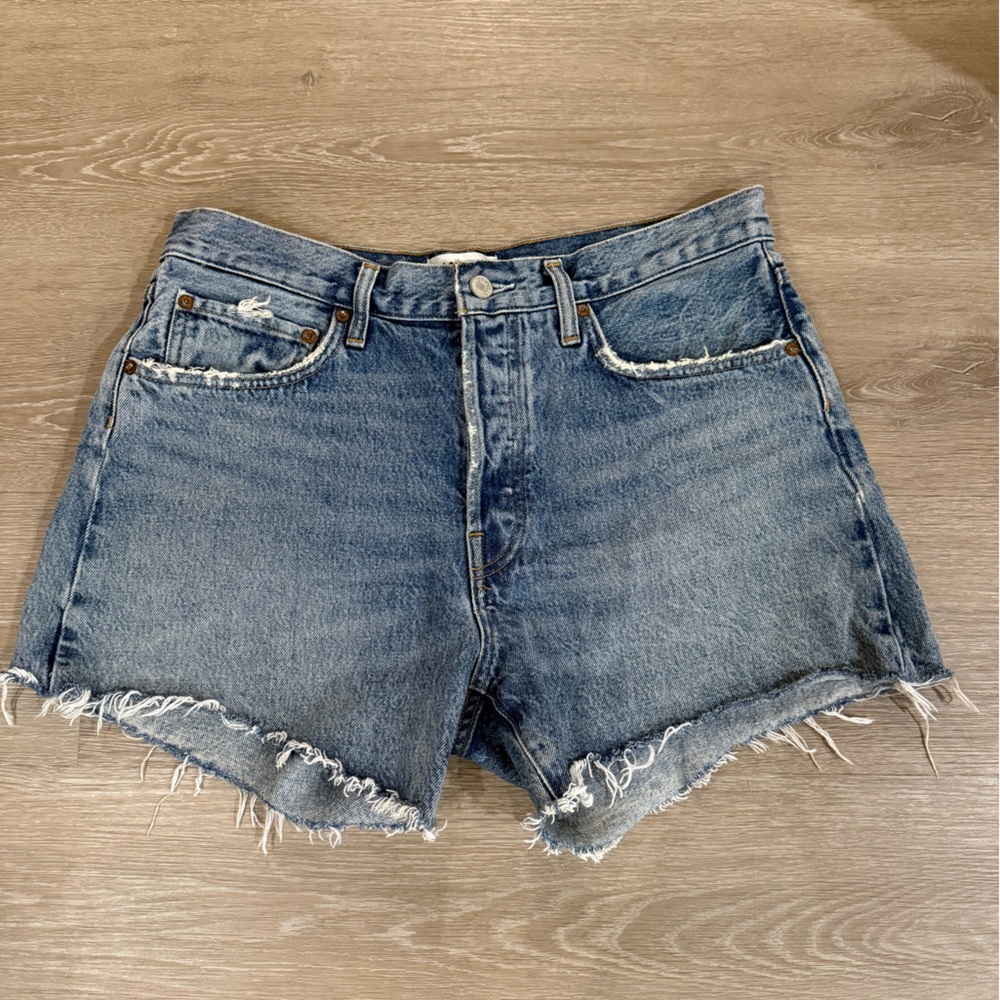 AGOLDE Parker High Rise Denim Cutoff Shorts Raw Hem Size 29